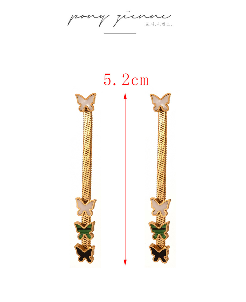 Fashion Golden 4 Titanium Steel Inlaid With Zirconium Round Scale Snake Bone Chain Earrings,Earrings