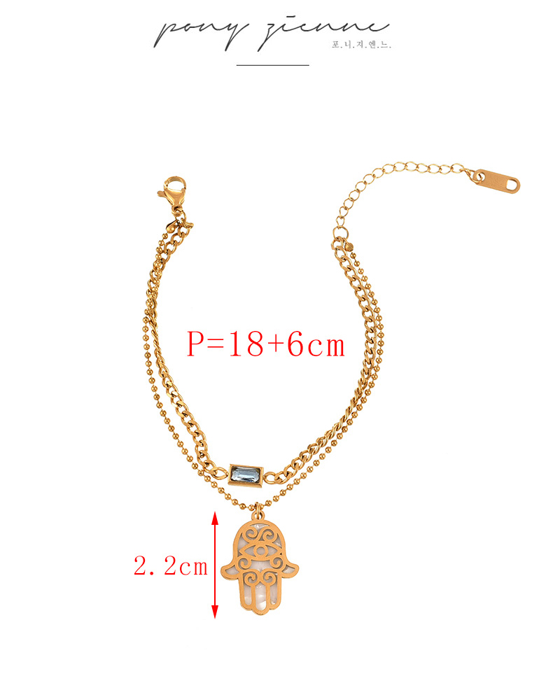 Fashion Gold Double-layer Titanium Steel Shell Hollow Pattern Palm Pendant Bracelet,Bracelets