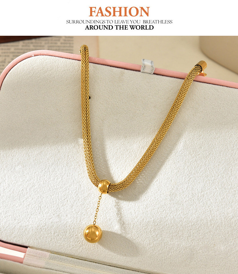 Fashion Gold Titanium Steel Chain Pendant Ball Bead Bracelet,Bracelets