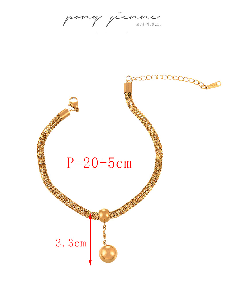 Fashion Gold Titanium Steel Chain Pendant Ball Bead Bracelet,Bracelets