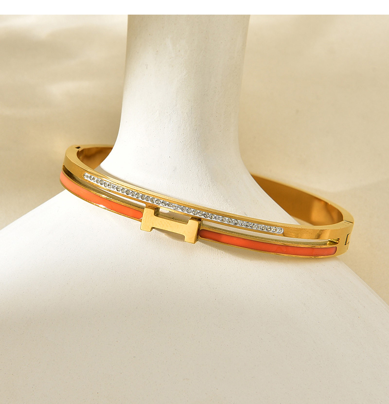 Fashion Gold Titanium Steel Inlaid With Zirconium Dripping Letters Bracelet,Bracelets