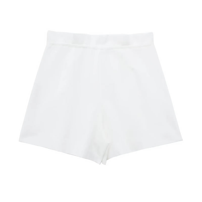 Fashion White Linen Tie Pleated Shorts,Shorts