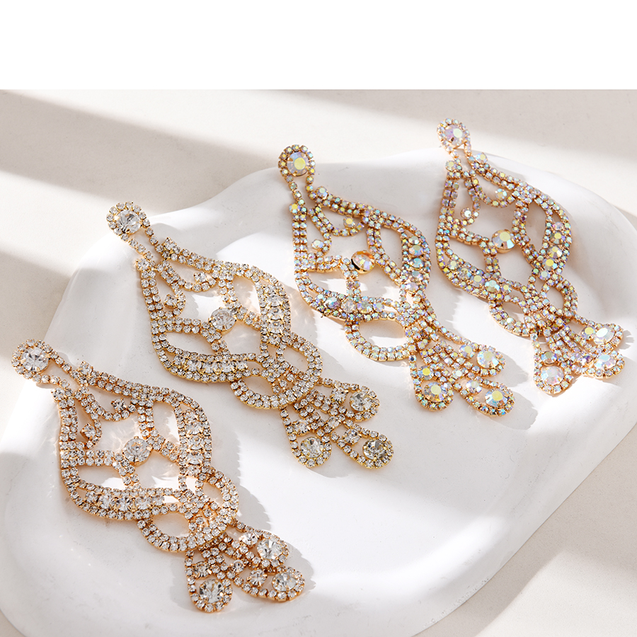 Fashion White Alloy Diamond Geometric Earrings,Drop Earrings