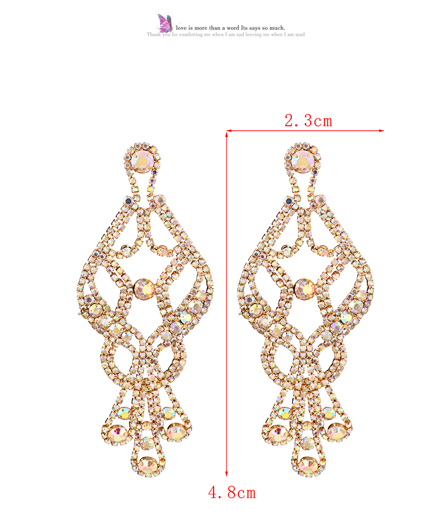 Fashion Ab Color Alloy Diamond Geometric Earrings,Drop Earrings