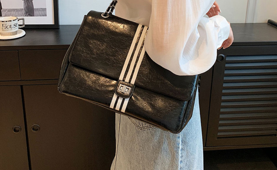 Fashion Black Pu Soft Side Large Capacity Shoulder Bag,Messenger bags