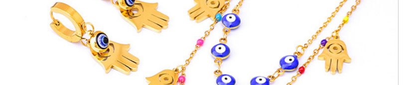Fashion Eye Necklace + Earrings Titanium Oil Drip Eye Earring Necklace Set,Jewelry Set