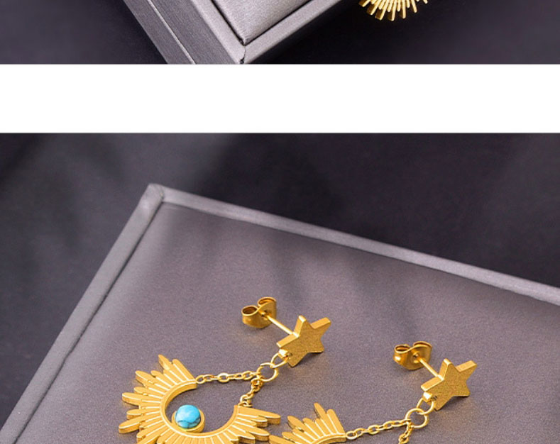 Fashion Necklace+bracelet Titanium Steel Turquoise Fan Bracelet Star Moon Necklace Set,Jewelry Set