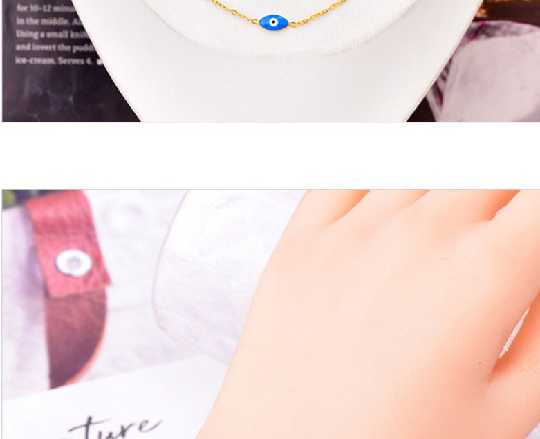 Fashion Necklace+bracelet Titanium Steel Oil Drip Eye Necklace Bracelet Set,Jewelry Set