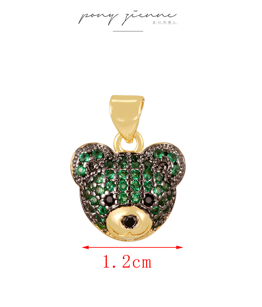 Fashion Green Copper Inlaid Zircon Bear Pendant Accessory,Jewelry Findings & Components