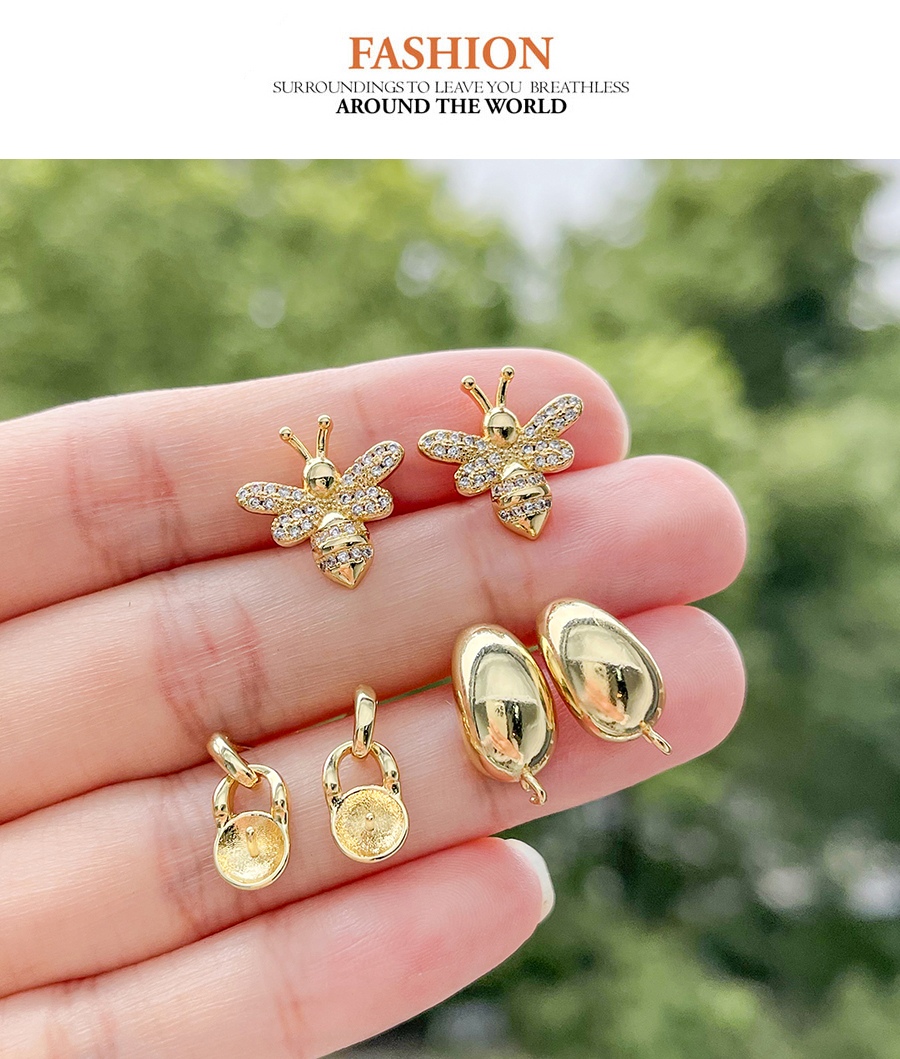 Fashion Golden 2 Copper Paved Cz Letter M Pendant Earrings,Earrings