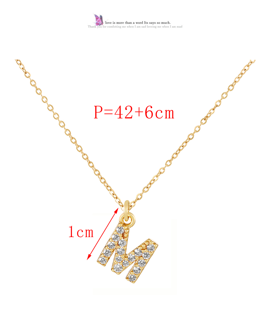 Fashion Golden 1 Copper Inlaid Zircon Letter M Pendant Accessory,Jewelry Findings & Components