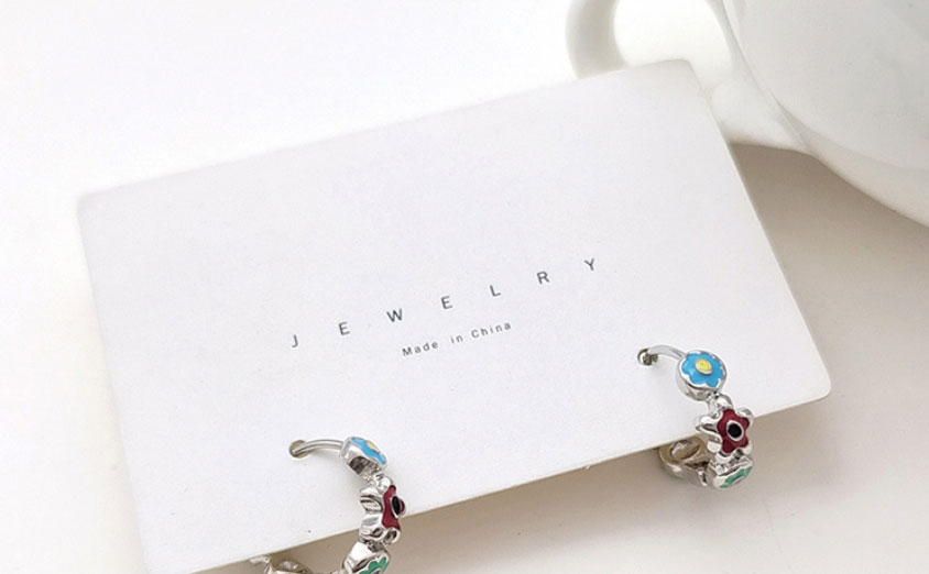 Fashion A Pair Of Flower Earrings Alloy Color Drip Flower Earrings,Hoop Earrings
