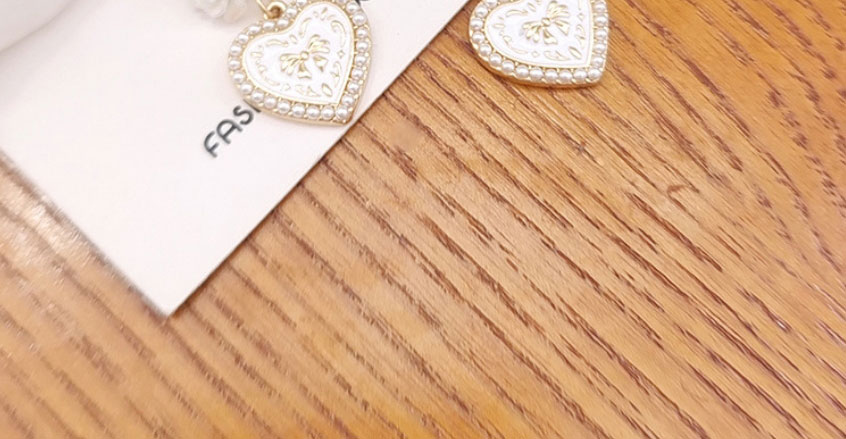 Fashion A Pair Of Heart Stud Earrings Alloy Pearl Heart Flower Earrings,Drop Earrings