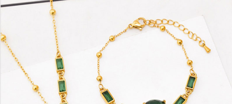 Fashion Necklace + Earrings Titanium Square Diamond Necklace Earrings Set,Jewelry Set