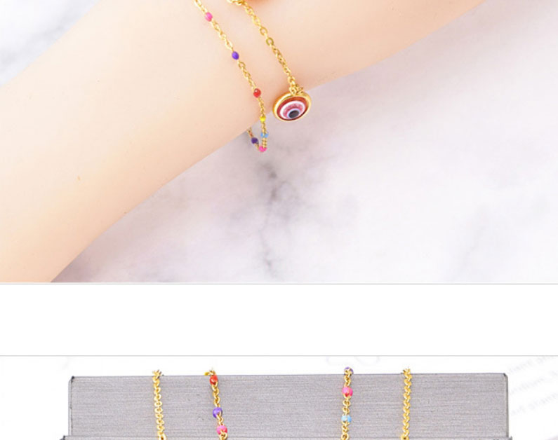 Fashion Necklace+bracelet Colorful Beads Epoxy Eye Double Layer Bracelet Necklace Set,Jewelry Set