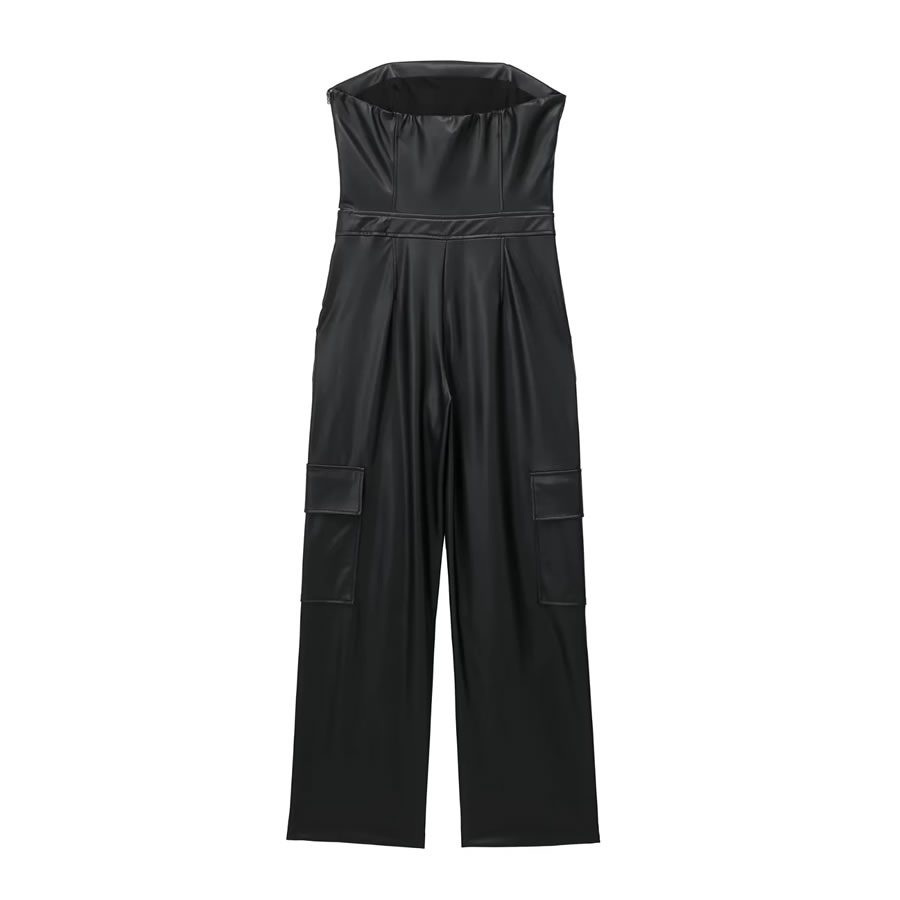 Fashion Black Multi-pocket Jumpsuit,Tank Tops & Camis