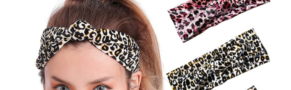 Fashion 6 Gray Fabric Leopard-print Crossover Elastic Headband,Hair Ribbons