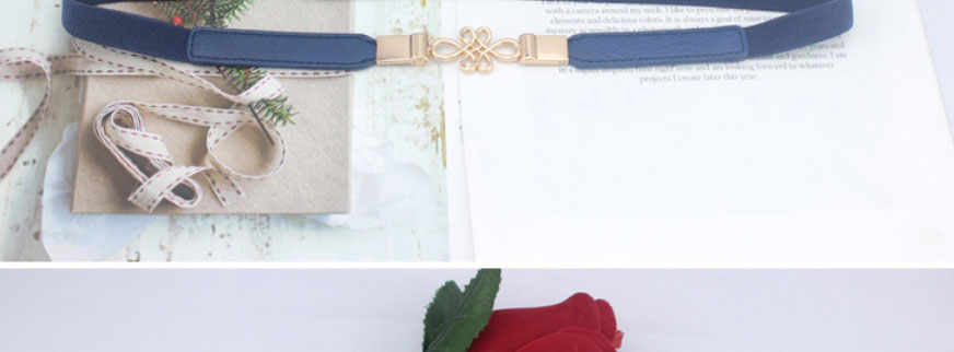 Fashion Dark Blue Chinese Knot Elastic Thin Belt,Thin belts