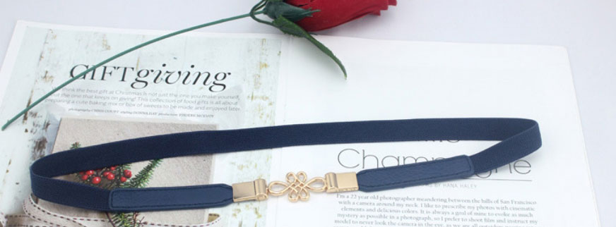 Fashion Dark Blue Chinese Knot Elastic Thin Belt,Thin belts