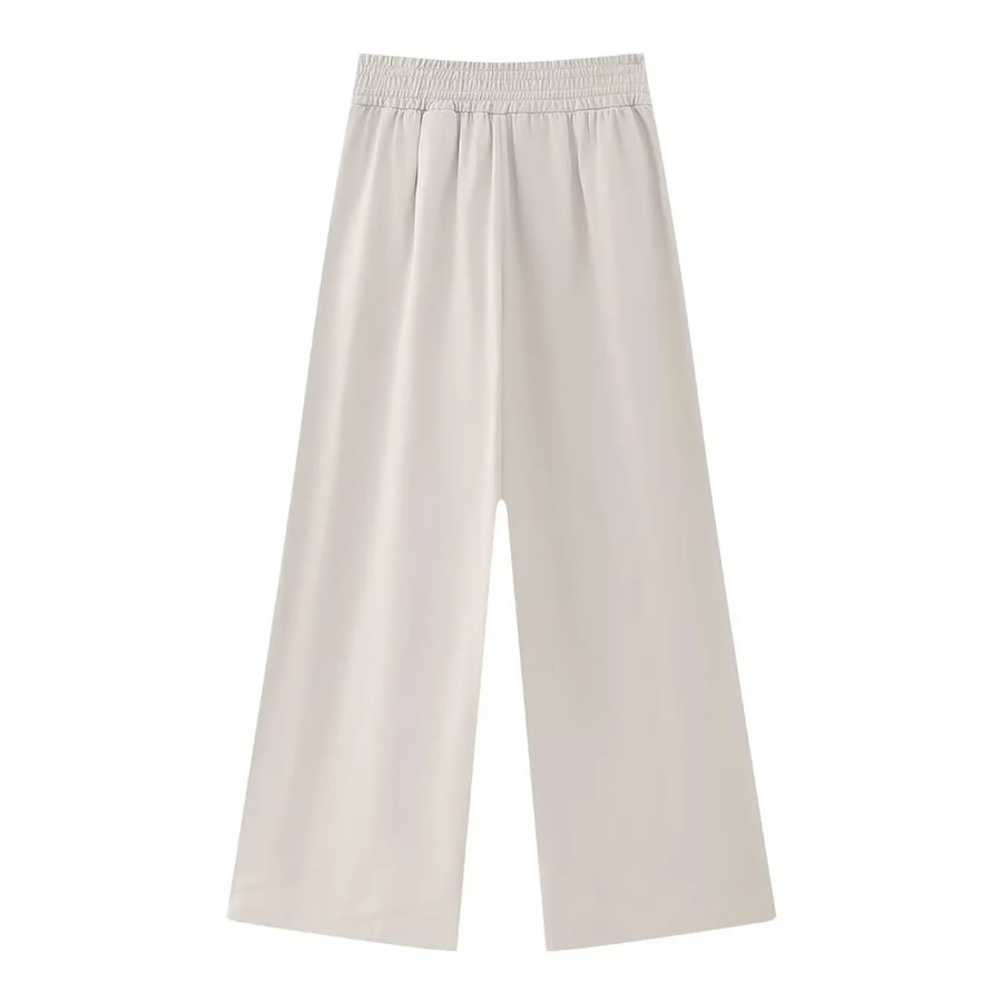 Fashion Off White Woven Lace-up Straight-leg Trousers,Pants