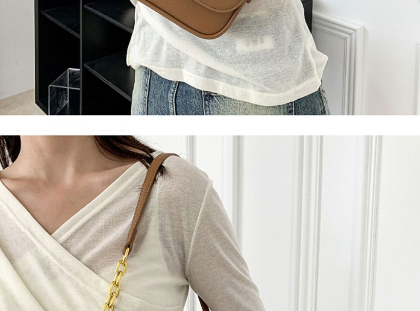 Fashion Khaki Pu Lock Flap Crossbody Bag,Shoulder bags