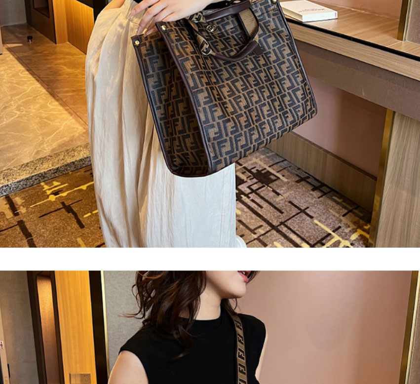 Fashion Brown Pu Letter Printing Large Capacity Messenger Bag,Shoulder bags