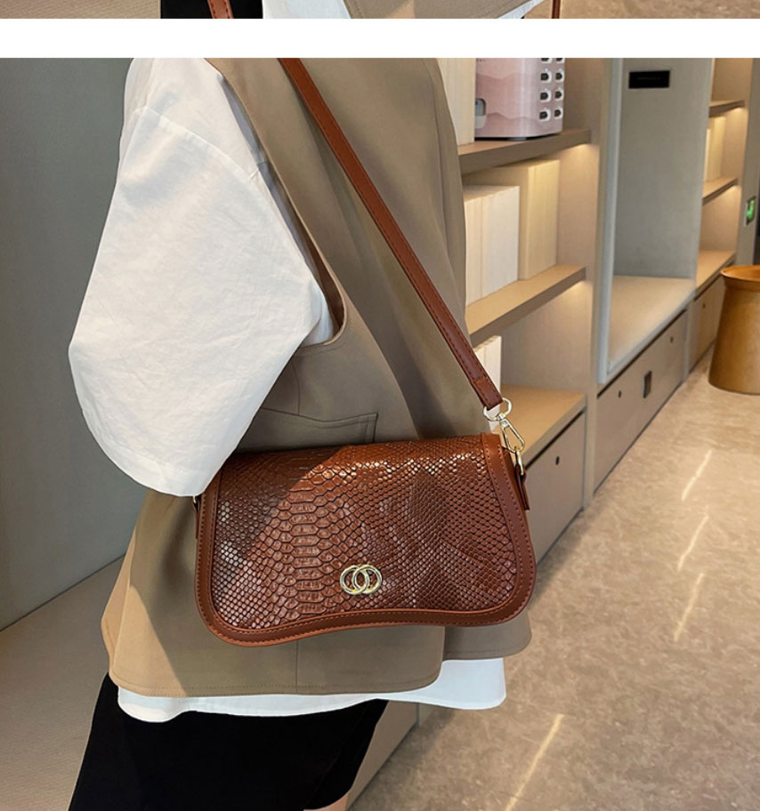 Fashion Brown Pu Crocodile Messenger Bag,Shoulder bags