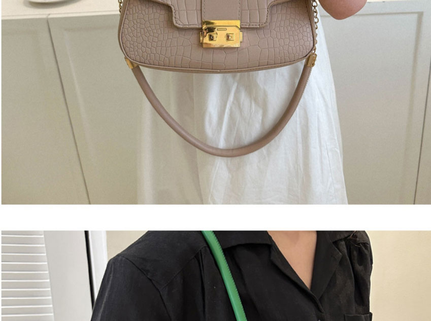Fashion Green Pu Lock Flap Crossbody Bag,Shoulder bags