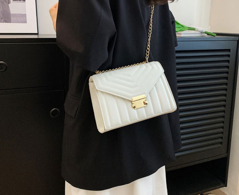 Fashion White Pu Embroidery Thread Flap Crossbody Bag,Shoulder bags