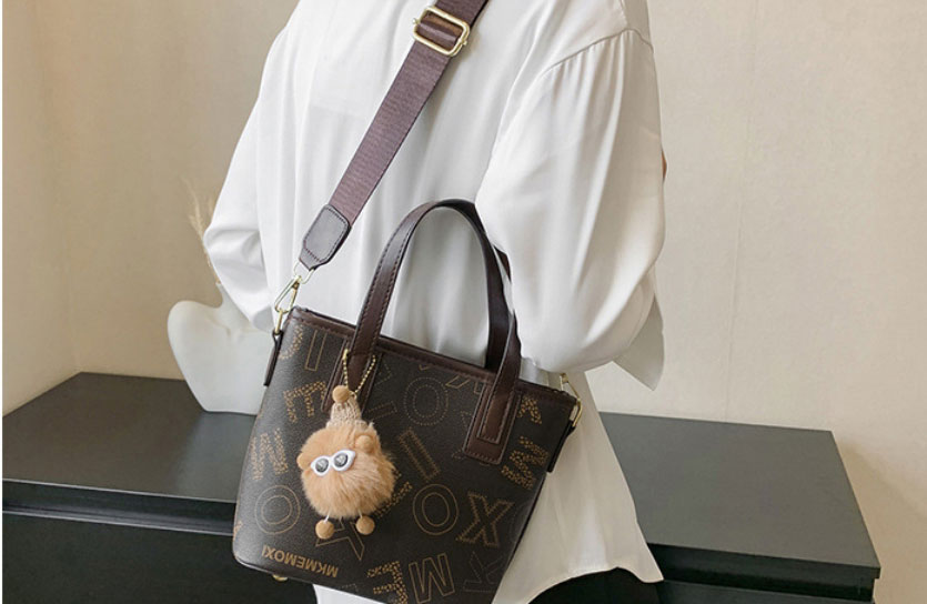 Fashion Coffee Color Pu Printing Large Capacity Messenger Bag,Shoulder bags