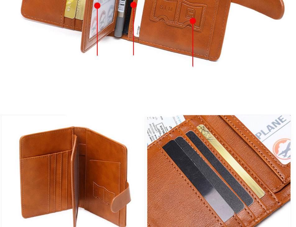 Fashion Light Brown Pu Leather Multifunctional Id Case,Wallet