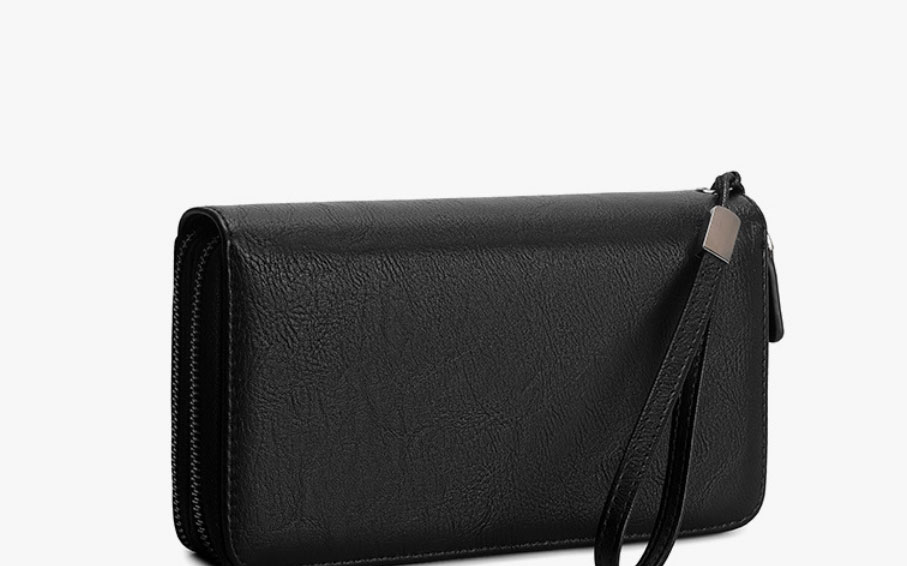 Fashion Black Pu Leather Multifunctional Large Capacity Double Elongated Wallet,Wallet