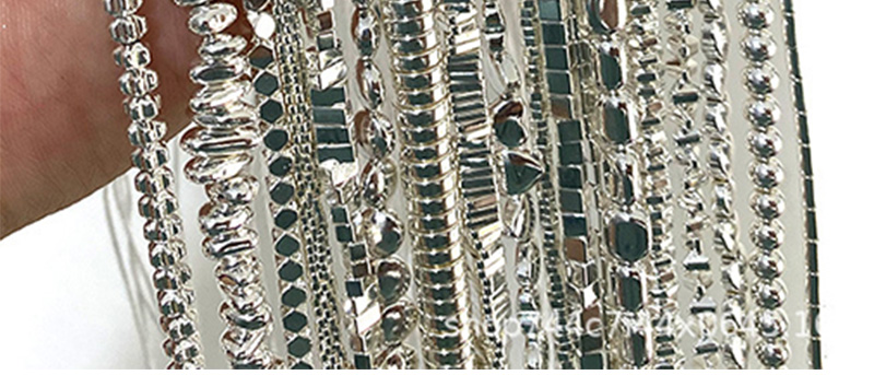 Fashion Straight Hole Sliced Heart 6x6x3 5 Strings Geometric Beaded Bracelet Accessory,Beads