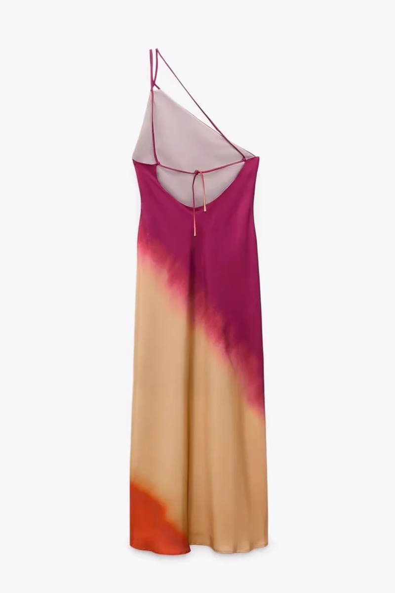 Fashion Tie-dye Tie-dye Print Asymmetric Dress,Long Dress