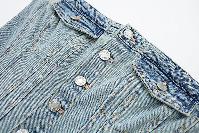 Fashion Blue Denim Button-up Jumpsuit,Tank Tops & Camis