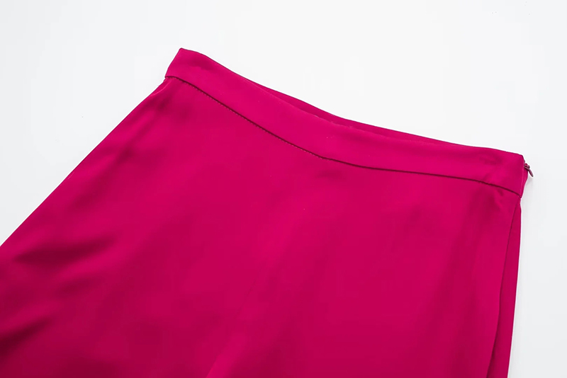 Fashion Red Silk Satin Wide-leg Trousers,Pants