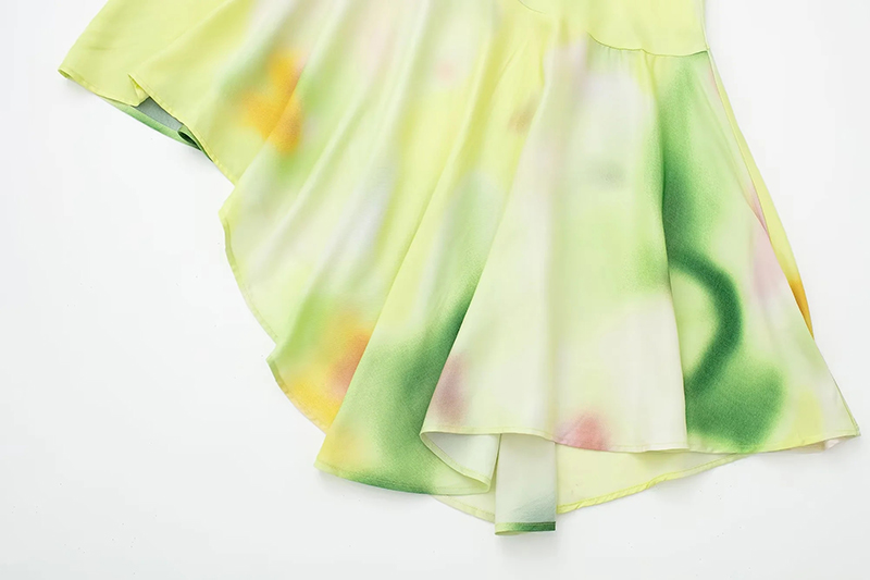 Fashion Printing Polyester Printed Irregular Suspender Skirt,Long Dress