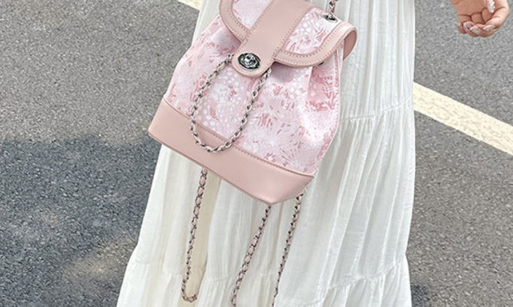 Fashion Pink Pu Printing Large Capacity Backpack,Backpack
