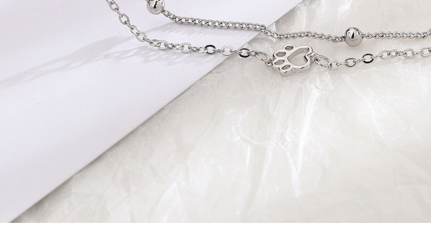 Fashion Silver Pure Copper Geometric Love Ball Chain Double Layer Bracelet,Bracelets