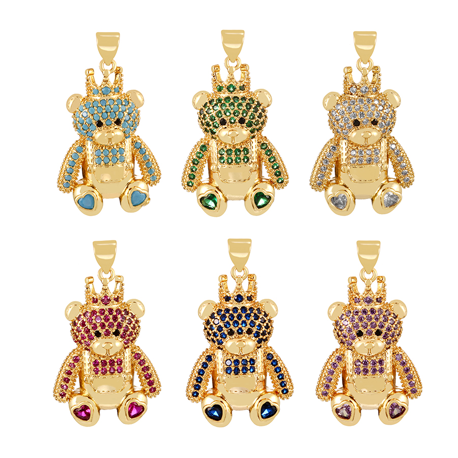 Fashion Lake Blue Copper Inlaid Zircon Bear Crown Pendant Accessory,Jewelry Packaging & Displays