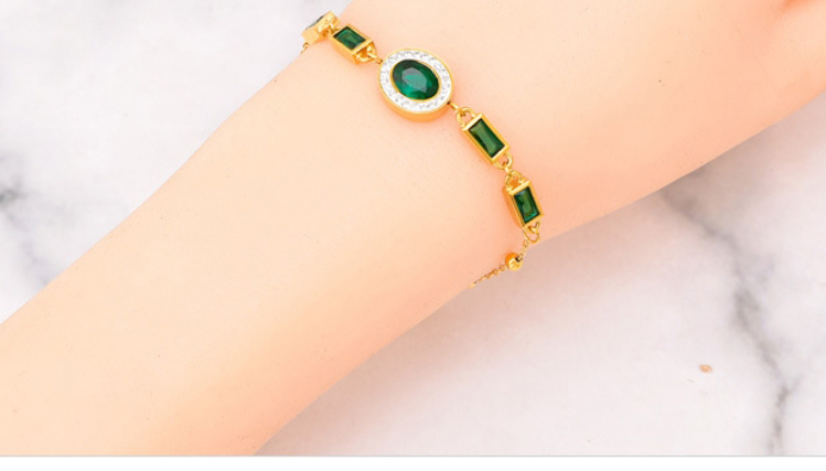Fashion Necklace+bracelet Titanium Steel Square Zirconium Oval Necklace Bracelet Set,Jewelry Set