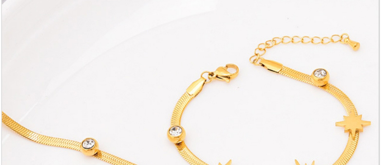 Fashion Necklace+bracelet Titanium Steel Blue Pine Star Snake Bone Chain Necklace Bracelet Set,Jewelry Set
