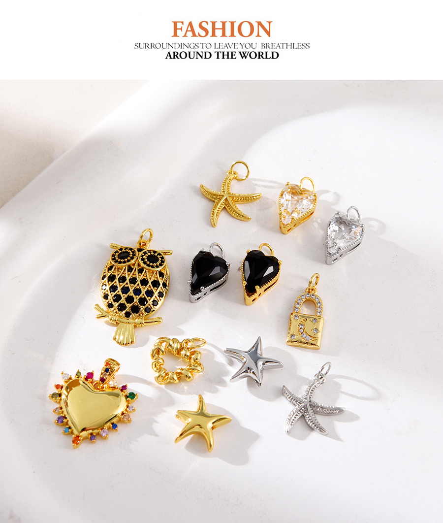 Fashion Golden 11 Copper Inlaid Zircon Crescent Lock Pendant Accessories,Jewelry Packaging & Displays