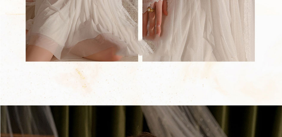 Fashion White (robe + Belt) Mesh Lace Gown,SLEEPWEAR & UNDERWEAR