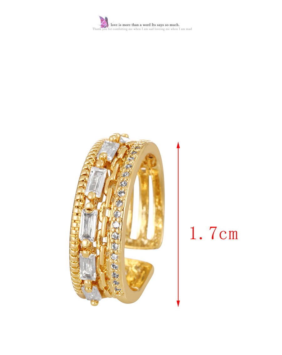 Fashion Golden 2 Brass Zirconia Heart Ring,Rings