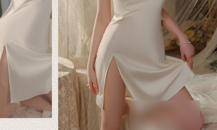 Fashion 2369 (white Robe) Satin Tie Gown,SLEEPWEAR & UNDERWEAR