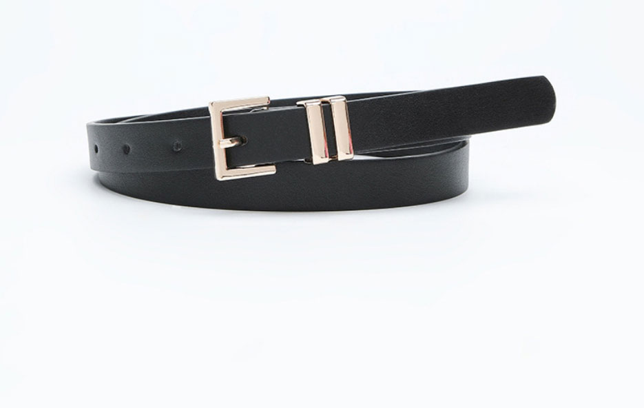 Fashion Beige Alloy Square Pin Buckle Thin Belt,Thin belts