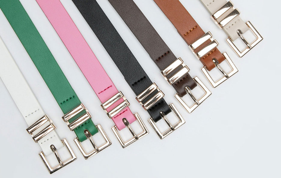 Fashion Beige Alloy Square Pin Buckle Thin Belt,Thin belts