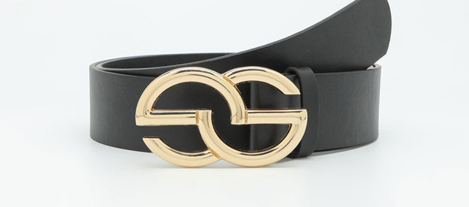 Fashion Black Metal Double G Buckle Wide Belt,Wide belts