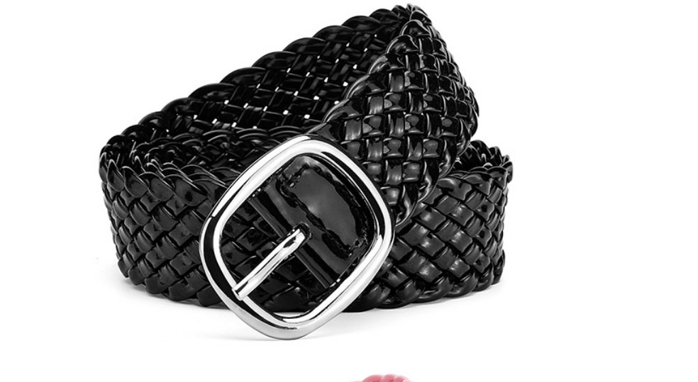 Fashion Silver Braided Wide Belt With Patent-leather Metal Sun Buckle,Wide belts